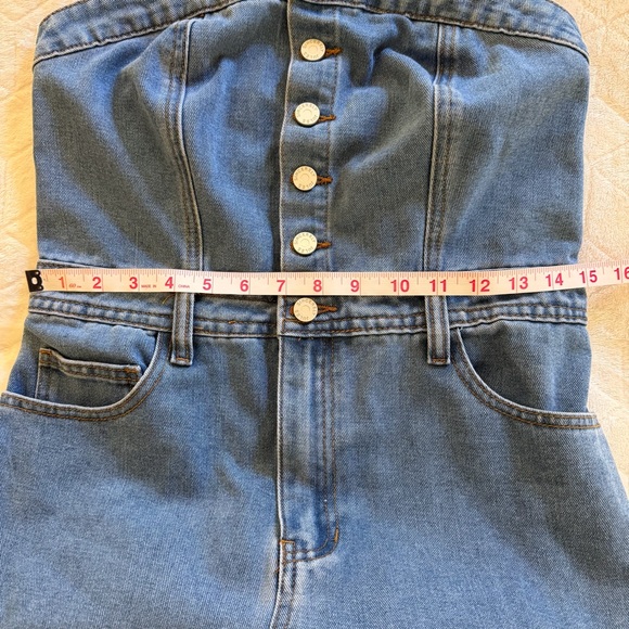 Sincerely Jules Denim Strapless Midi Dress Back Slit Size Medium NWT - Picture 12 of 13